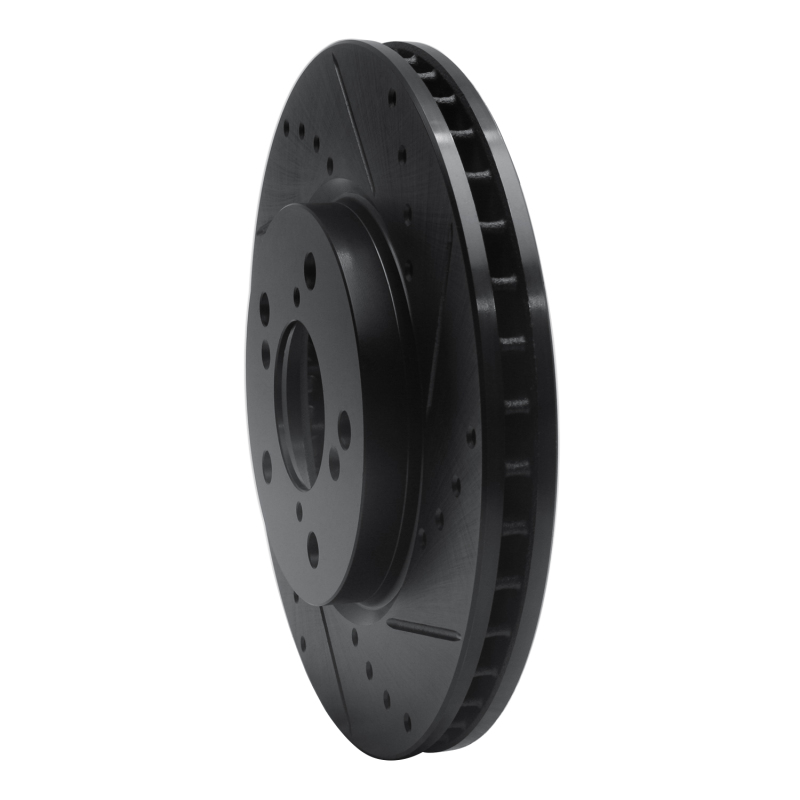 Honda Odyssey Brake Rotor (1) - Front Right - R1 Concepts - Drilled & Slotted - Black - `05-`10